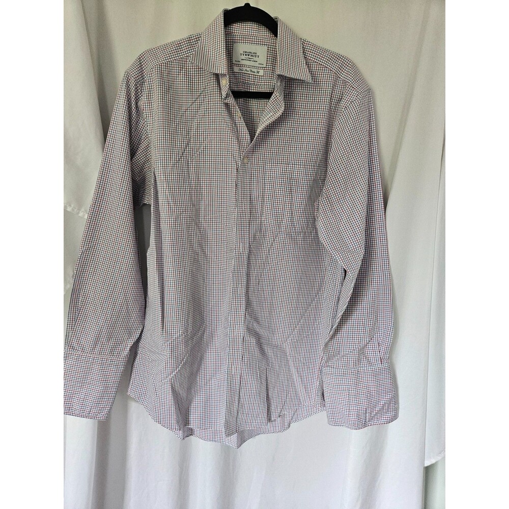 Charles Tyrwhitt‎ Mens Shirt 15 1/2 Gray Classic Fit Long Sleeve Button Front